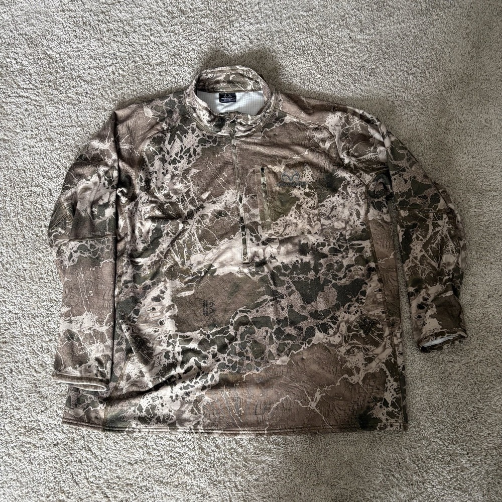 Realtree Men's Quarter Zip Pullover Men's 3XL Hunting Camo‎ Wave X